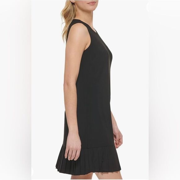 NWT Tommy Hilfiger Sleeveless Cocktail Shift Dress Women Sz 10 Black Pleated Hem - Picture 3 of 14
